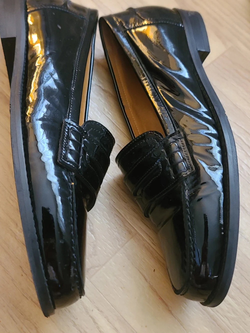Sezane Black Patent Leather Penny Loafers